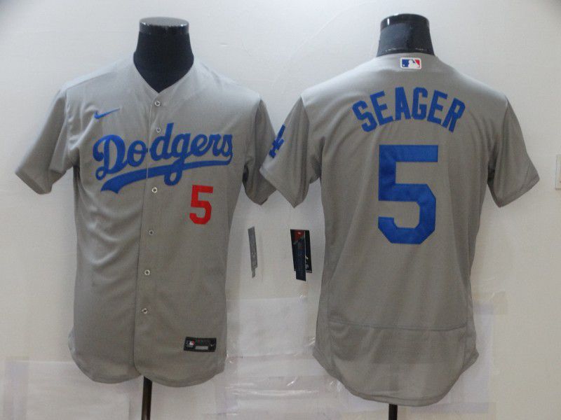 Men Los Angeles Dodgers #5 Seager Grey Elite Nike MLB Jerseys